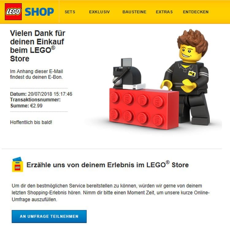 LEGO Flagship Store in Berlin testet den digitalen Kassenzettel