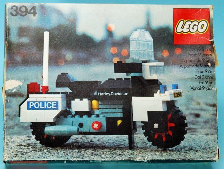 #511 Lego alt 1/87 Motorrad mit Fahrer alte Form 1.Version lila-blau 50/60er Jh