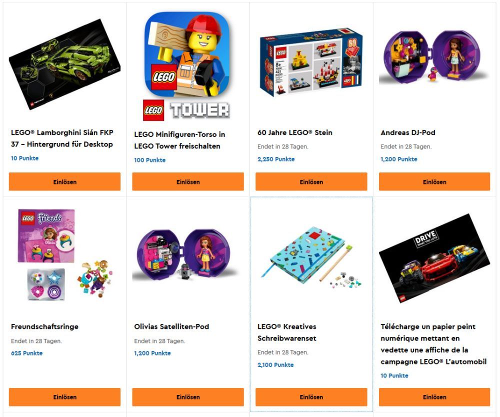 LEGO VIP Prämien für Juli 2020 (Screenshot)